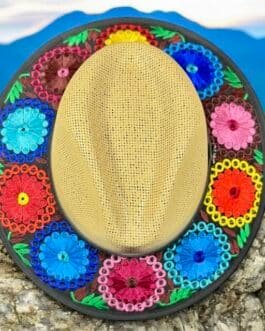 Flores del Sol Fedora Hat | Hand-Embroidered Palm Straw Hat