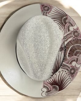 Custom Floral Hand Painted Fedora Hat Brown And Black Painted In Detail Unisex Size L