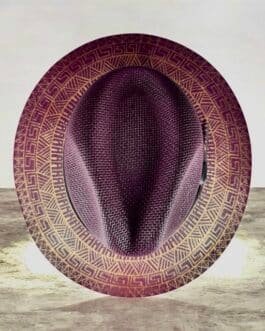 Custom Hand Painted Fedora Hat Purple Painted In Detail Unisex Size L