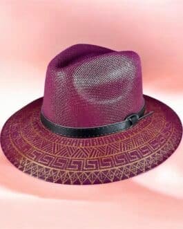 Custom Hand Painted Fedora Hat Purple Painted In Detail Unisex Size L