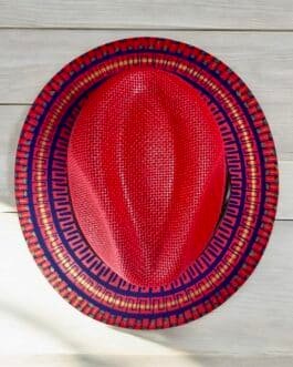 Custom Hand Painted Fedora – Hat Red Painted In Detail Unisex Size L