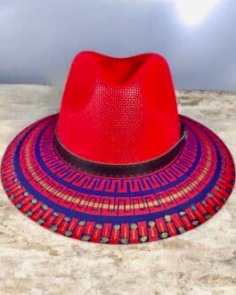 Custom Hand Painted Fedora – Hat Red Painted In Detail Unisex Size L