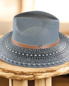 Custom Hand-Painted Fedora Hat Grey Painted In Detail Unisex Size